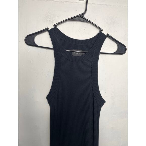 WSLY Black Ribbed Midi Dress Sleeveless Size Small - Picture 2 of 9